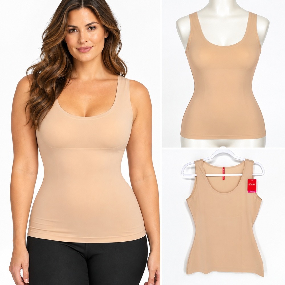 Spanx Thinstincts Tank Nude Seamless Smoothing Shapewear Camisole Large NWT